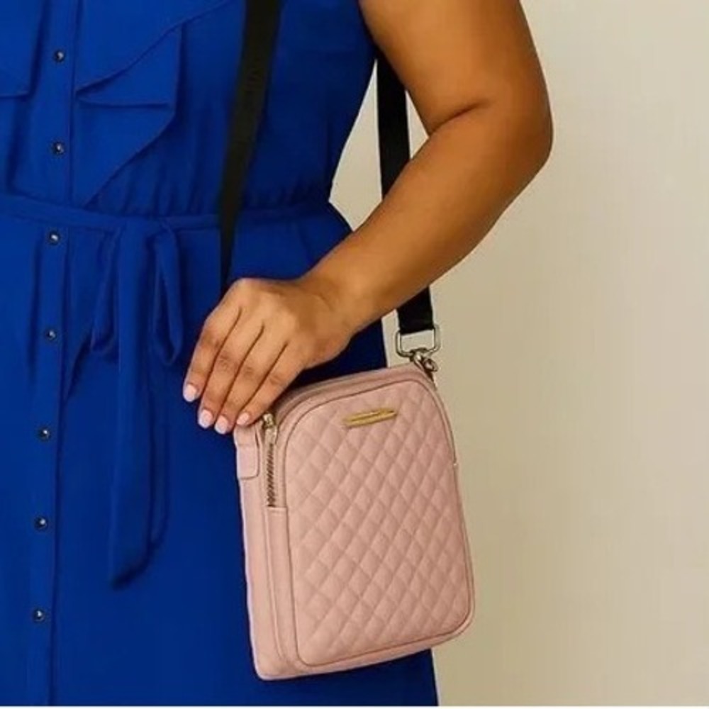Steve Madden Faux Leather Quilted Pink Crossbody Bag